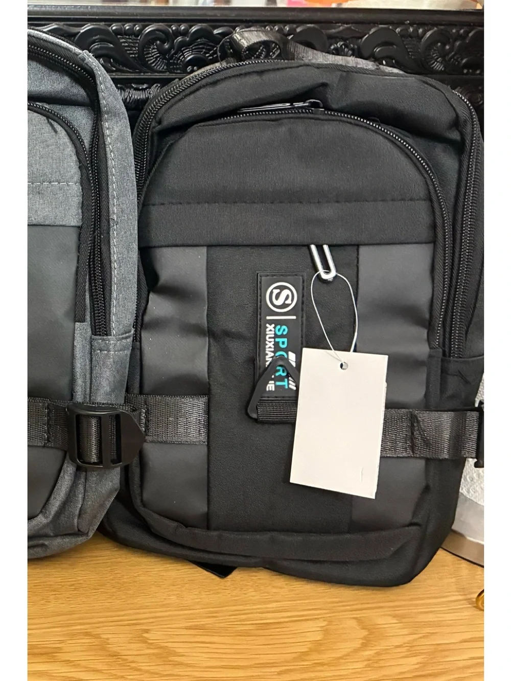 Men's Gray Travel Sling Backpack Bag